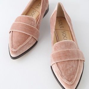 Sole society pink velvet flats